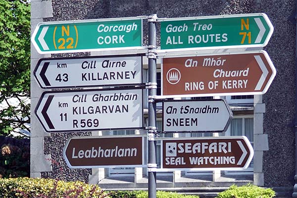 Signs showing Kenmare is at the heart of the Ring of Kerry